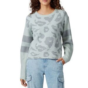 JOHN + JENN Finn Blue Leopard Printed Knit Sweater Size S